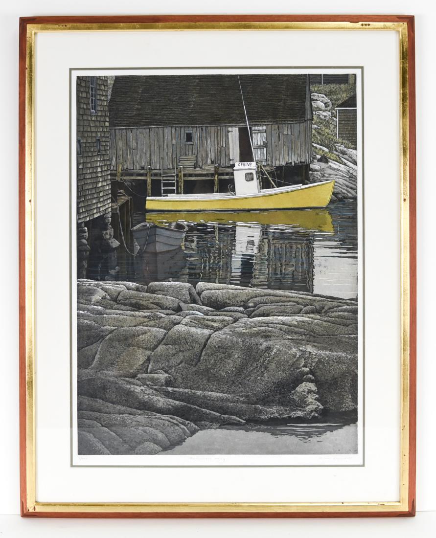 HELEN RUNDELL(b 1935) BOAT AT DOCK SIGNED LTD. ED (1 of 10)