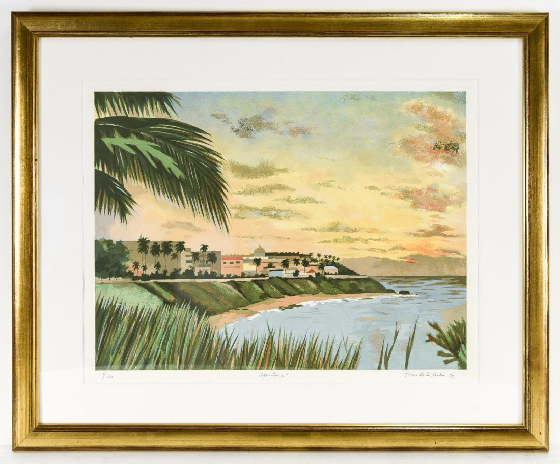 LUIS TORRES DE LA HABA SIGNED PUERTO RICO PRINT: Edition 1/100. 1994. Dimensions: (Frame) H 28" x W 34.5"