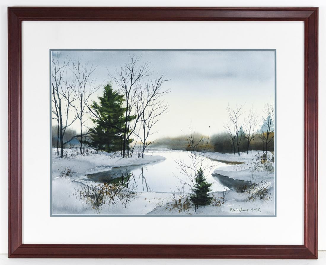ELVIN HARRIS WINTER LANDSCAPE WATERCOLOR (1 of 9)