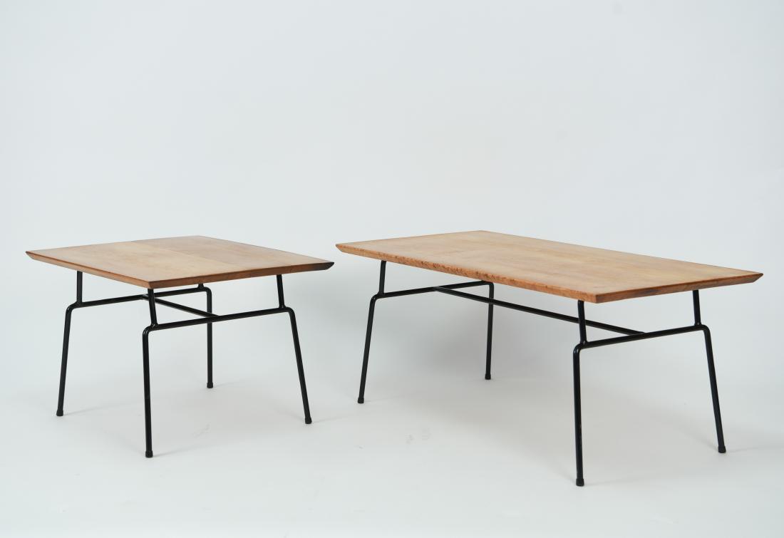 PAUL MCCOBB PLANNER GROUP COFFEE AND END TABLE: Dimensions: H 15.25" x W 36" x D 18" Condition: Some paint finish war to base. Couple stress cracks at edges.