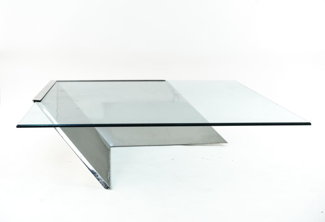 BRUETON CHROME AND GLASS CANTILEVER COFFEE TABLE (1 of 18)