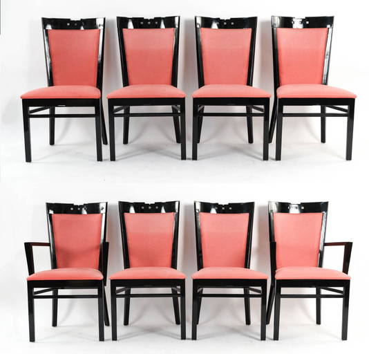 (8) Black Lacquer Dining Chairs