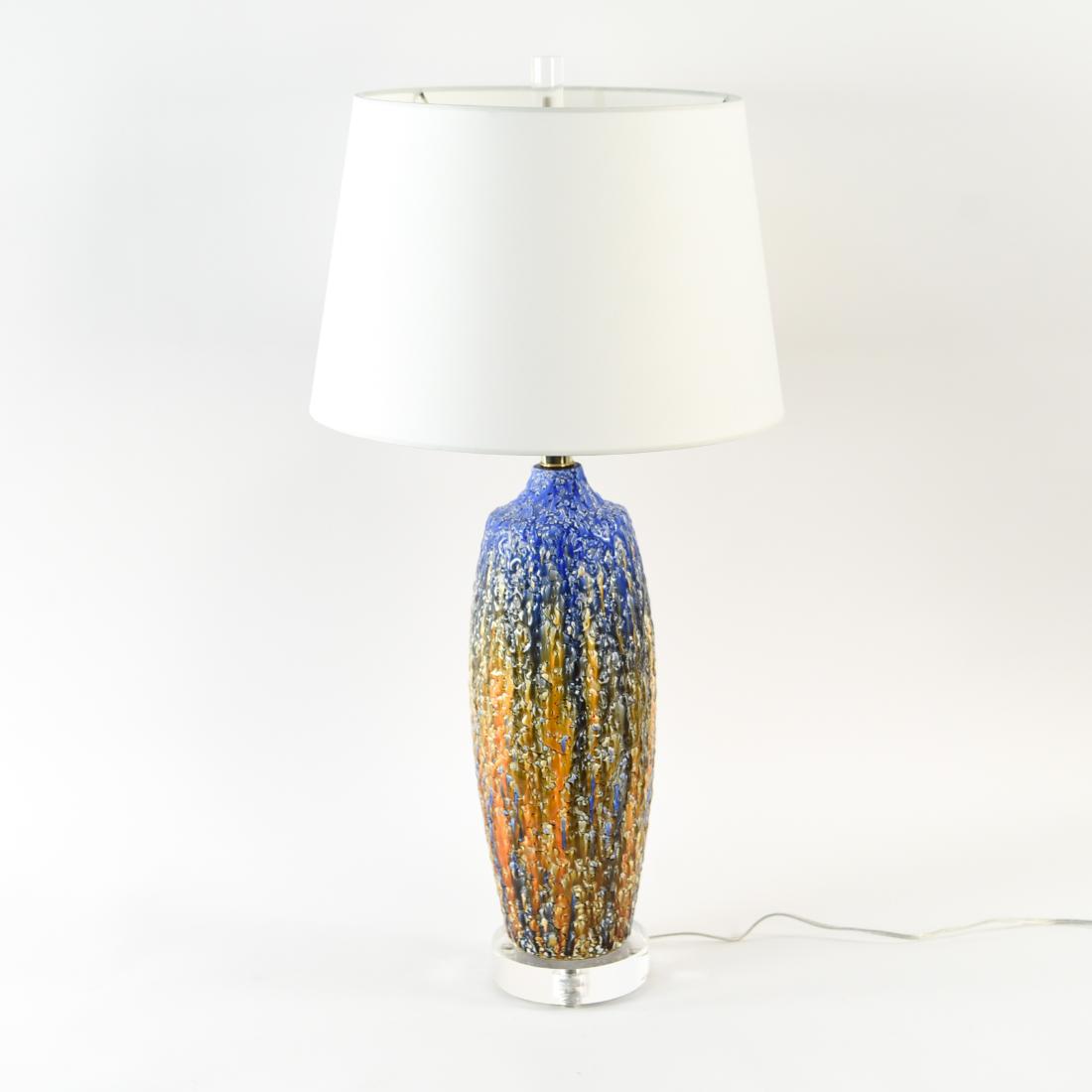 MID-CENTURY CERAMIC DRIP GLAZE LAMP (1 of 10)