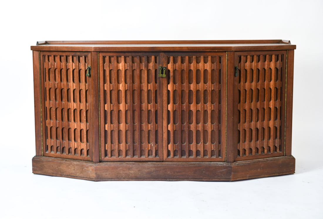 AMERICAN WALNUT FACETED SIDEBOARD CABINET (1 of 16)