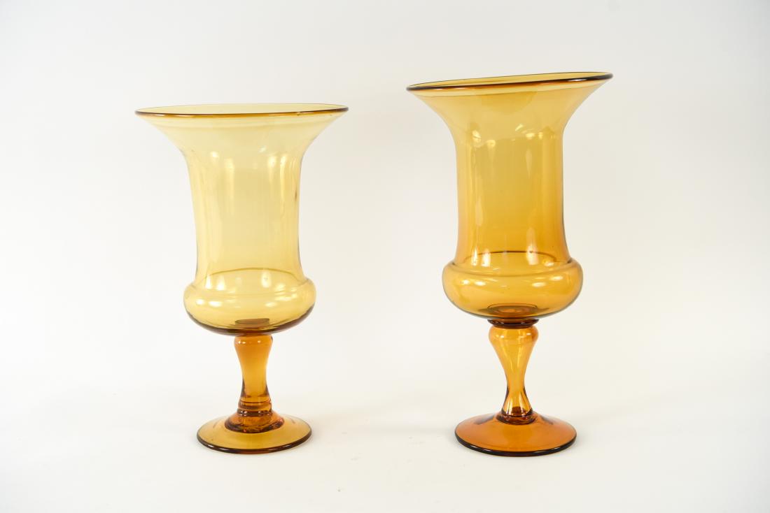 (2) ITALIAN AMBER BLOWN GLASS URNS (1 of 9)