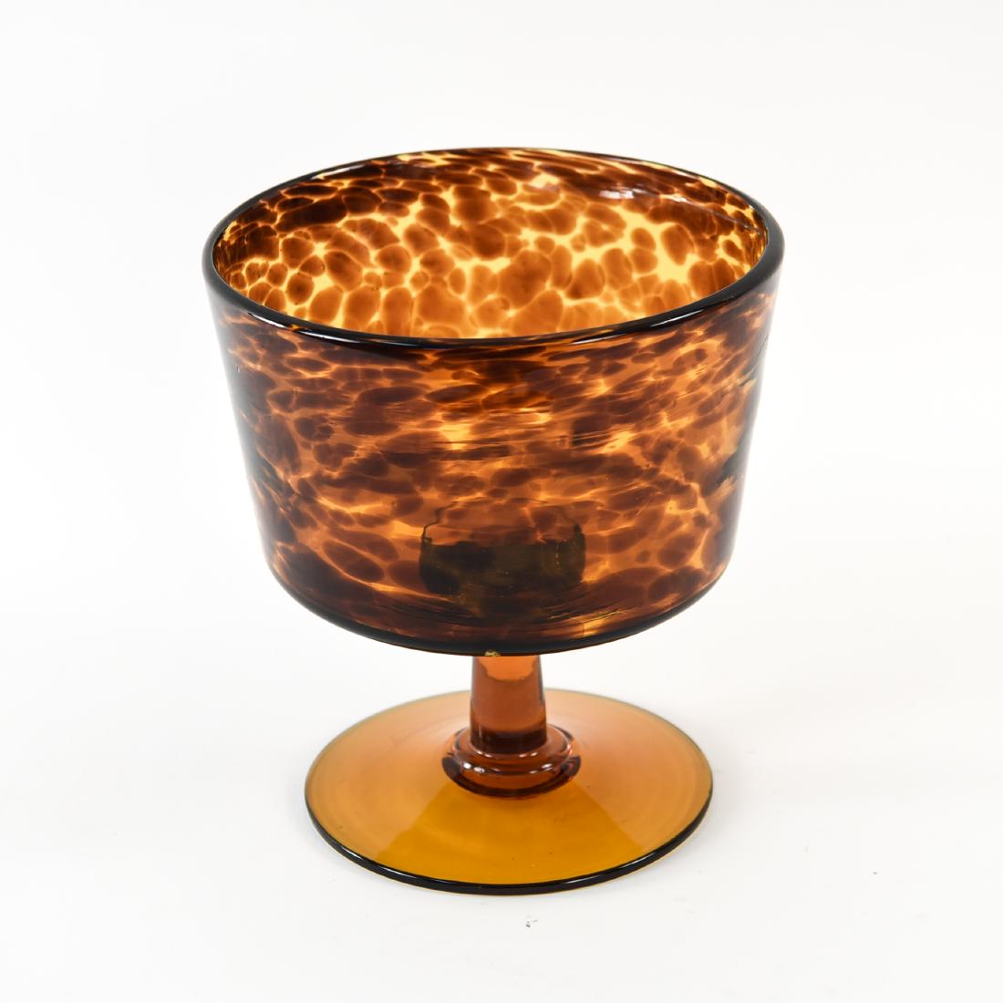 ITALIAN TORTOISE SHELL BLOWN GLASS FOOTED COMPOTE (1 of 8)