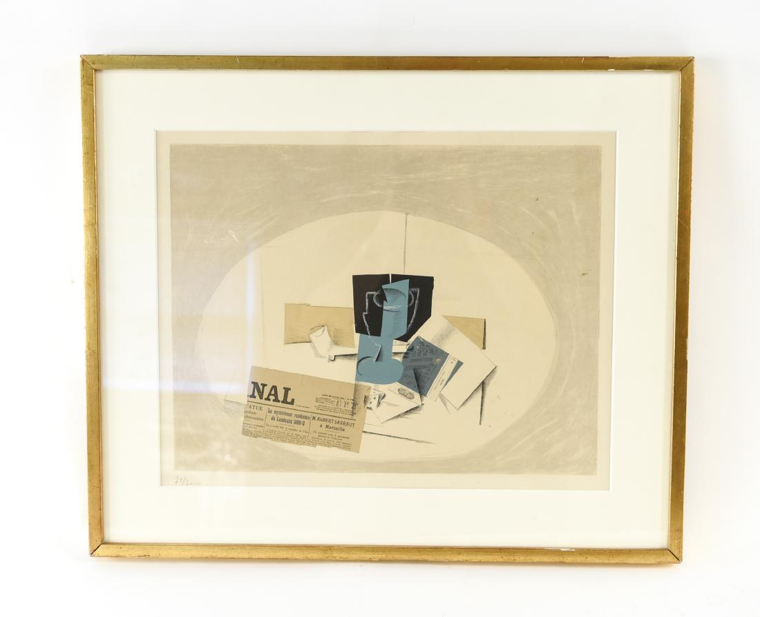 AFTER GEORGE BRAQUES (FRENCH 1882-1963): Numbered 78/300. Unsigned. "Le Paquet de Tabac" after G. Braque, 1914. Dimensions: (Frame) H 20.75" x W 24.75", (Sight) H 15" x W 18.5" Condition: Some chips to frame gilding.