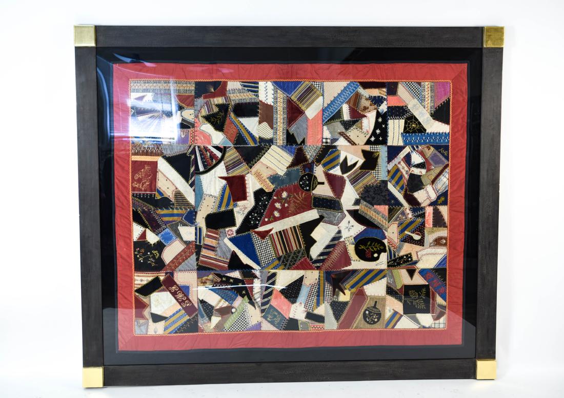 ANTIQUE FRAMED CRAZY QUILT (1 of 10)