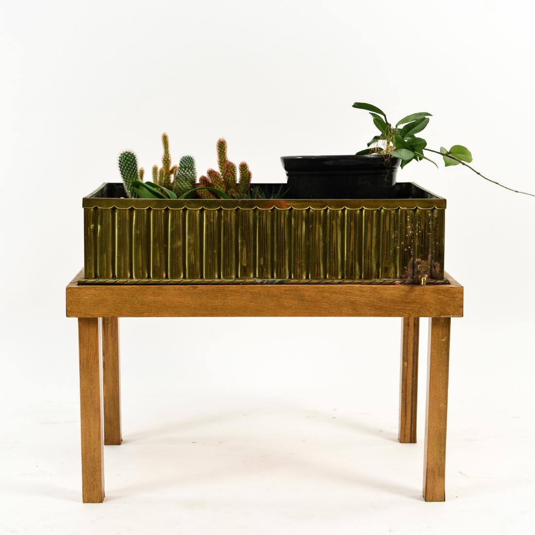 ANTIQUE BRASS PLANTER ON STAND (1 of 15)