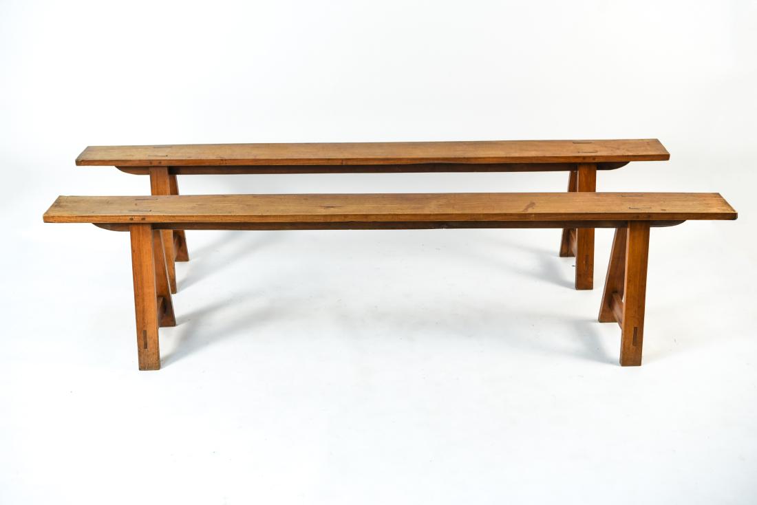 Pair Of Long Narrow Wooden Benches Oct 28 2018 Westport