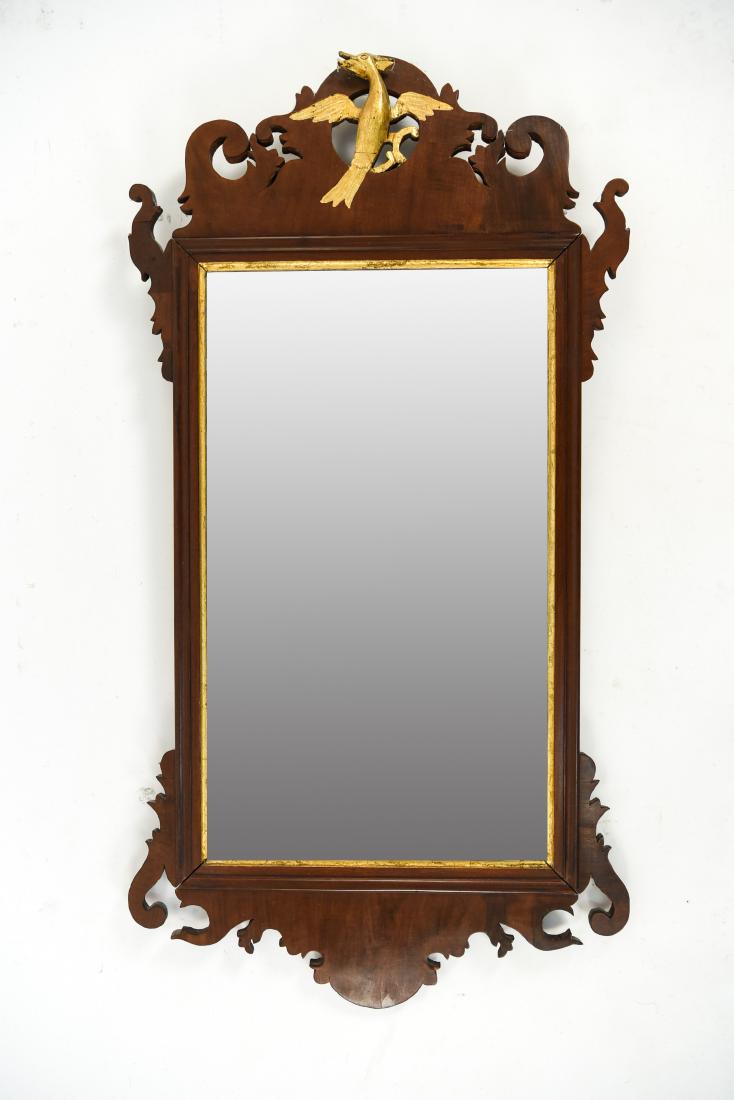 19TH C. CHIPPENDALE STYLE MIRROR WITH BIRD (1 of 8)