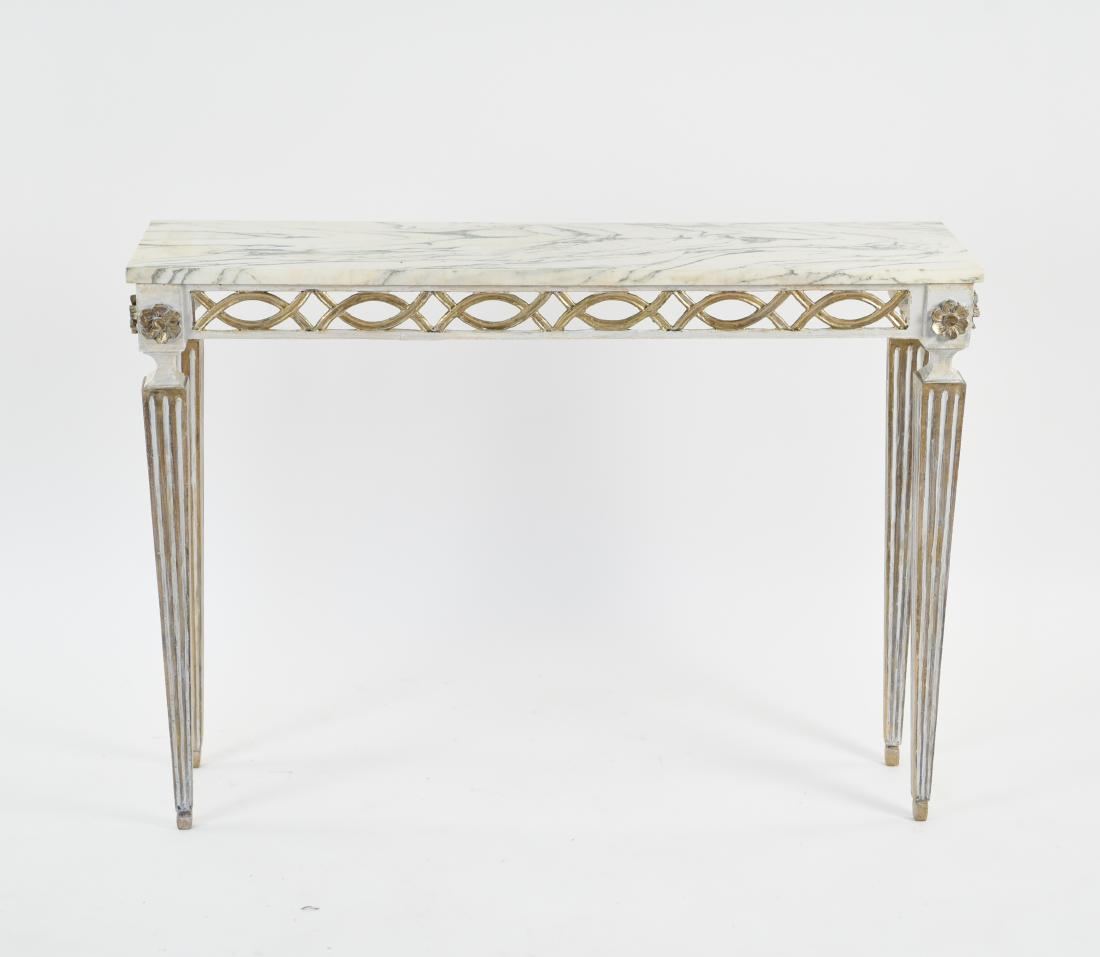 CONTEMPORARY 18TH C. STYLE MARBLE TOP CONSOLE (1 of 13)