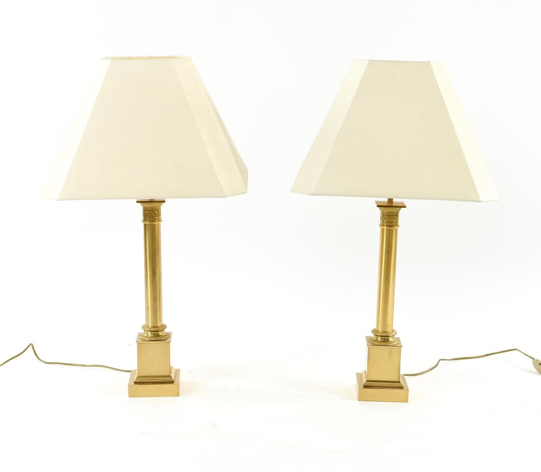 PAIR OF BRASS COLUMN LAMPS (1 of 7)