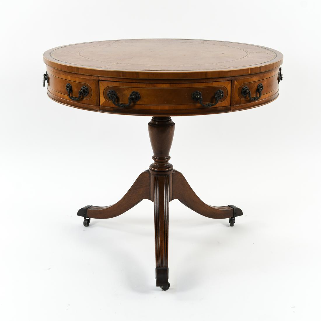 BAKER LEATHER TOPPED ROUND OCCASIONAL TABLE (1 of 12)
