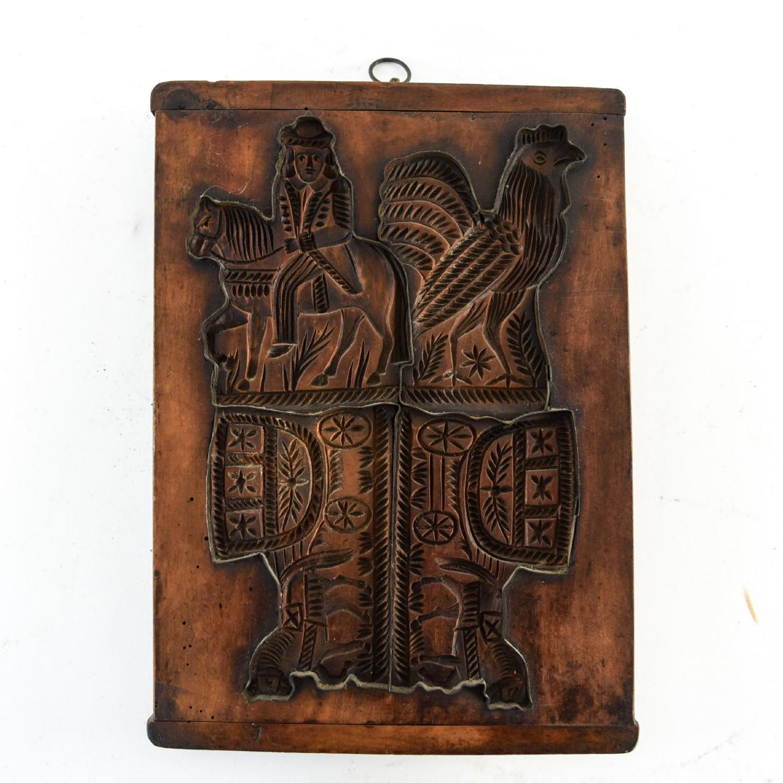 ANTIQUE WOODEN SPRINGERLE MOLD: Dimensions: H 13" x W 9.5" x D 1" Condition: Surface wear. Few small holes.