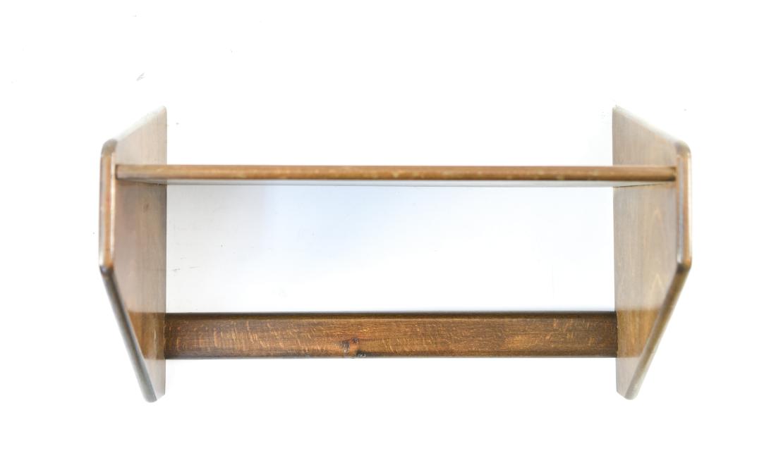 HANS WEGNER WALL SHELF BY RY MOBLER: Denmark, 1950s. Dimensions: H 10" x W 16" x D 8" Condition: Light marks, crack on right side. Wear consistent with age and use. WPC094