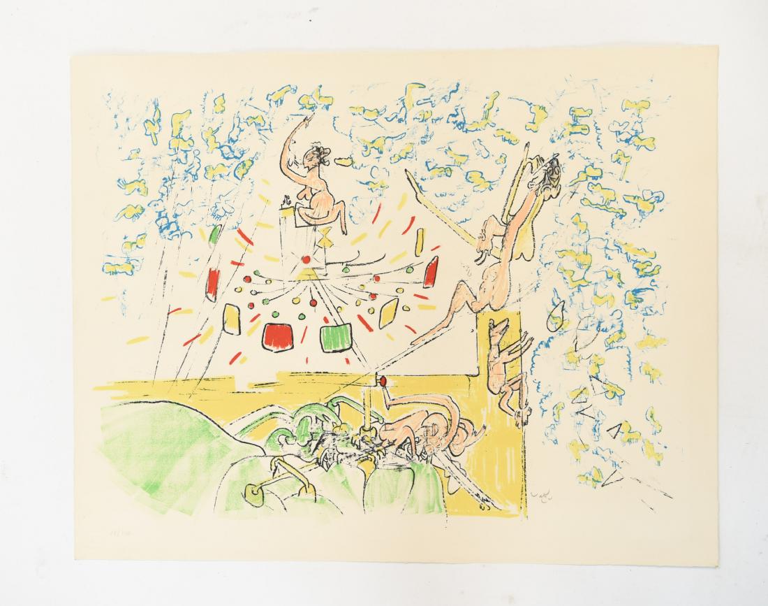 ROBERTO MATTA (CHILEAN 1911-2002): Signed limited edition lithograph from "The Fog Gog Magog" suite. Plate three. Pencil signed lower right. Numbered 11/100 lower left. Dimensions: (Paper) H 20.25" x W 25.5" Condition: Paper clean.