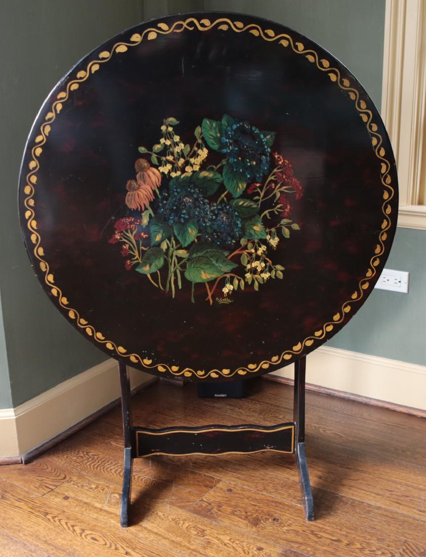 PAINT DECORATED ROUND TILT TOP TABLE (1 of 14)