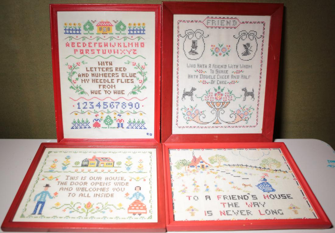 (4) VINTAGE EMBROIDERED SAMPLERS (1 of 7)