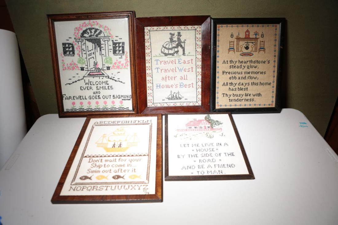 (5) VINTAGE EMBROIDERED SAMPLERS (1 of 12)