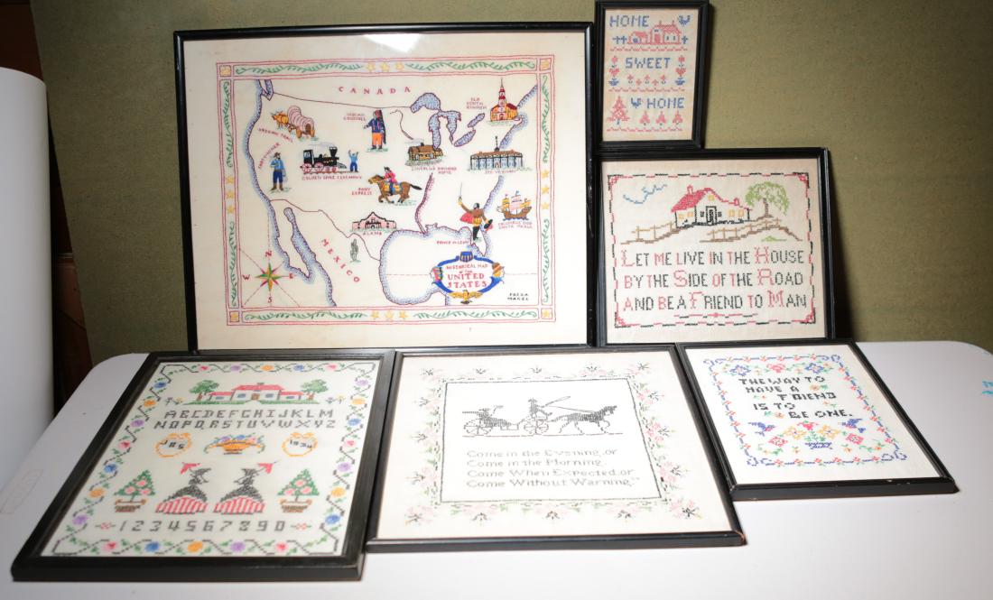 (6) VINTAGE EMBROIDERED SAMPLERS (1 of 10)
