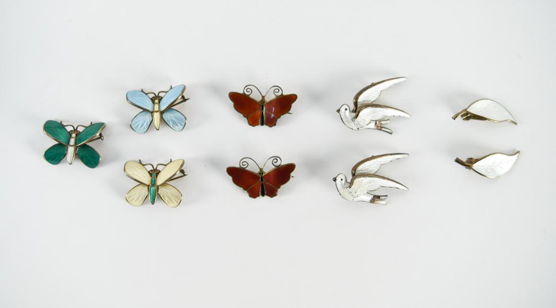 (9) GROUPING OF SILVER & ENAMEL PINS + EARRINGS (1 of 11)
