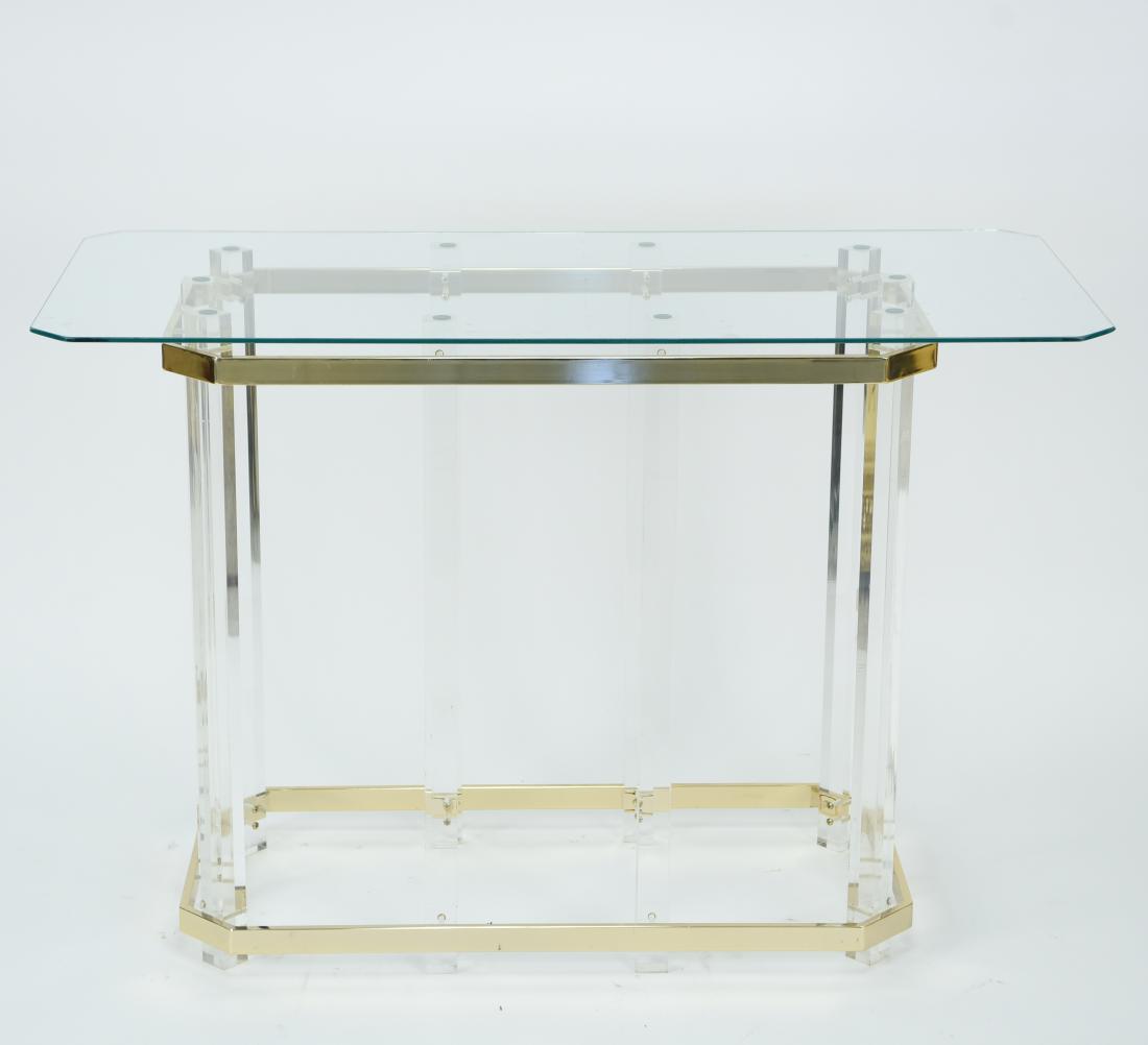 HOLLIS STYLE LUCITE CONSOLE TABLE W/ GLASS TOP (1 of 13)