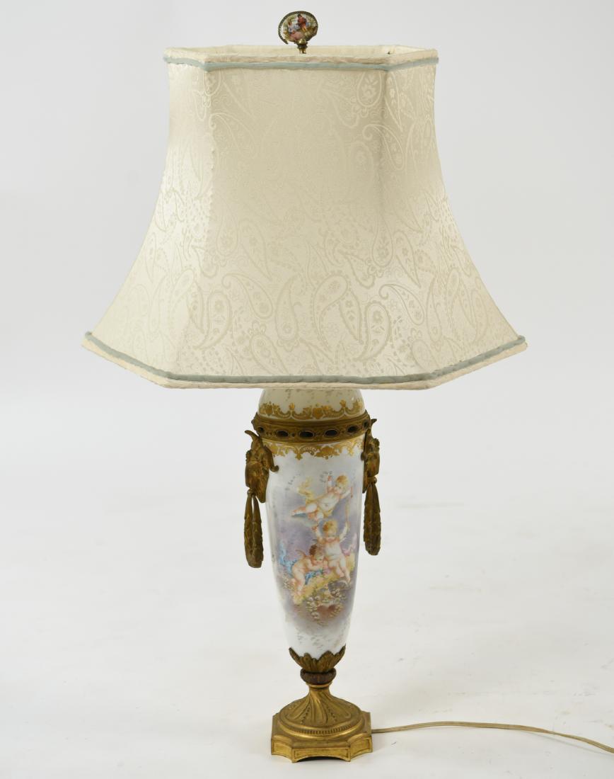 MANNER OF SEVRES PORCELAIN & ORMOLU LAMP (1 of 11)