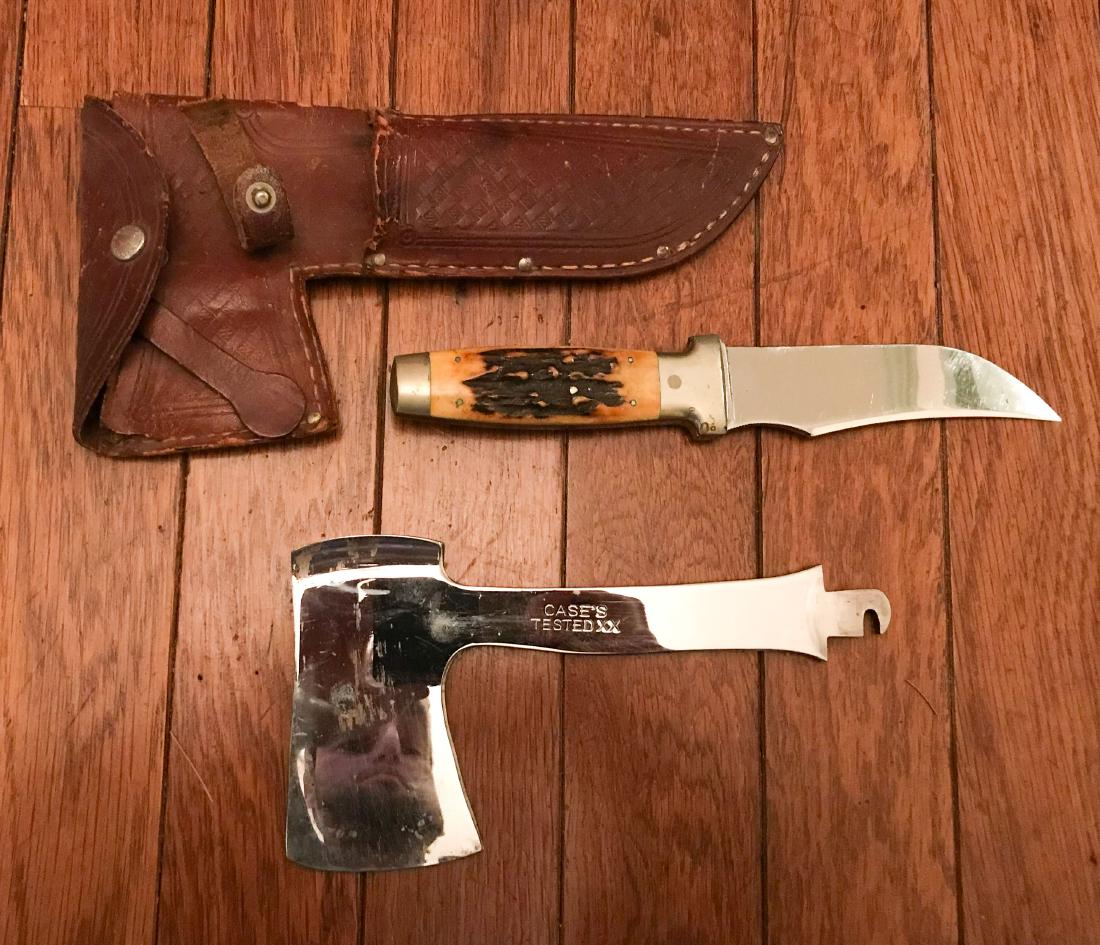 VINTAGE CASE XX HATCHET AXE KNIFE RULER COMBO