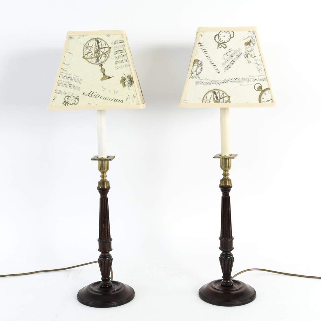 PAIR OF WOODEN COLUMN LAMPS (1 of 13)