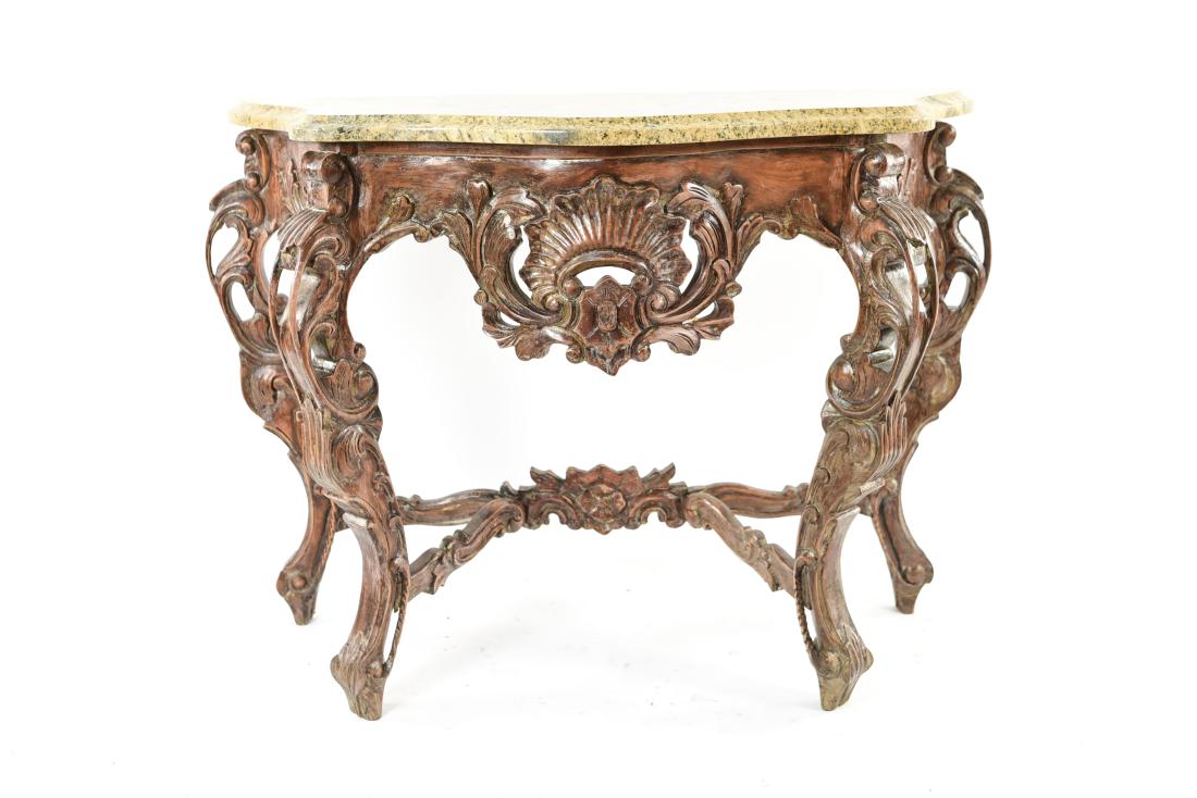 ORNATE DECORATIVE MARBLE TOP CONSOLE (1 of 14)