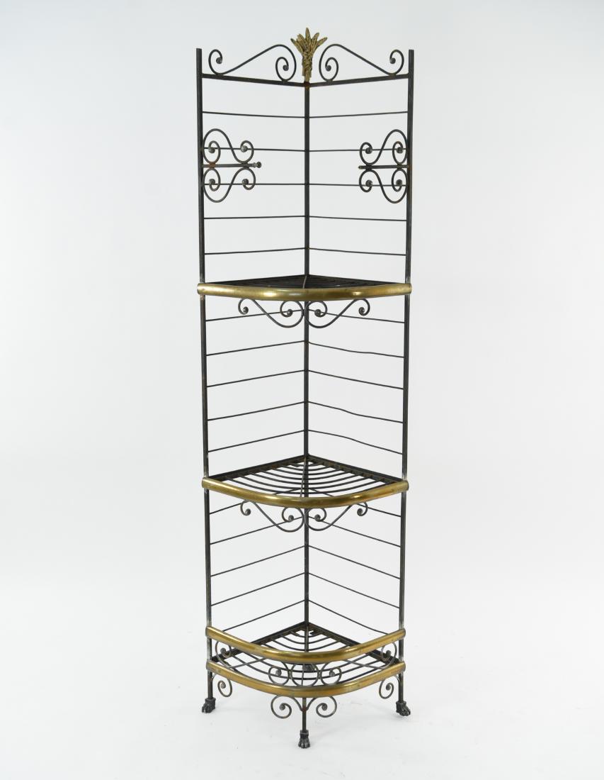 IRON AND BRASS BAKERS RACK CORNER ETAGERE (1 of 10)