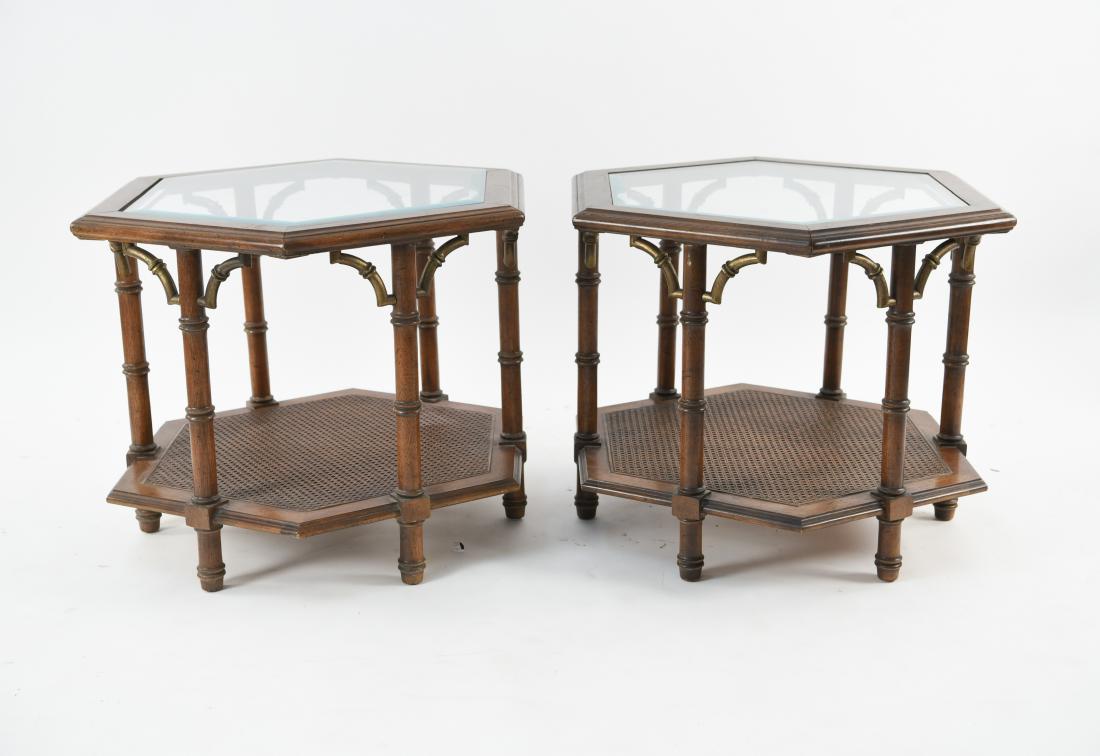 PAIR OF MODERN FAUX BAMBOO STYLE END TABLES (1 of 12)