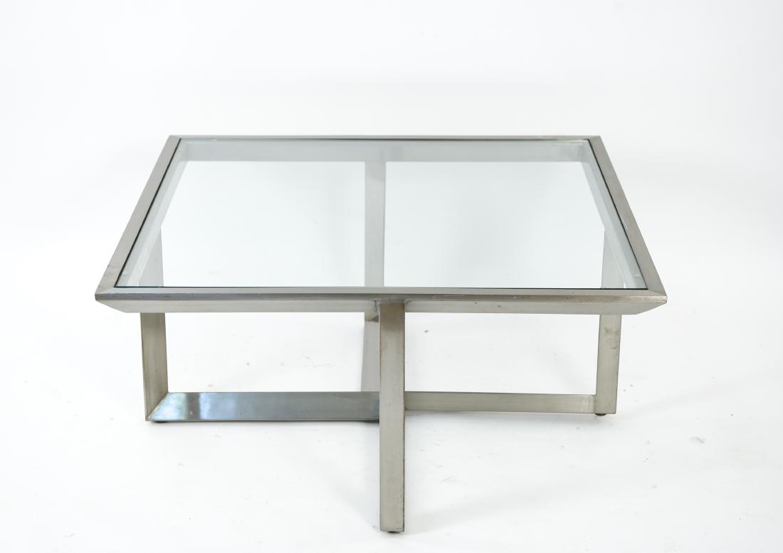 CONTEMPORARY BRUSHED METAL & GLASS COFFEE TABLE (1 of 15)