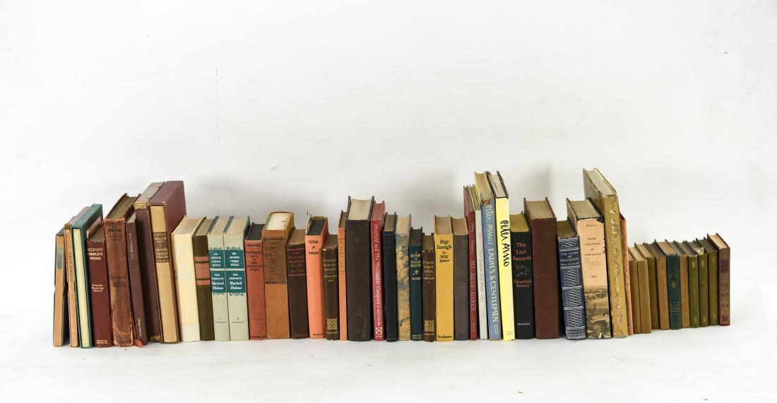 GROUPING OF ESTATE FRESH VINTAGE BOOKS: Approx. 45 books. Including Essays of Elia, Ice Station Zebra, The Boys of Summer, etc. Dimensions: (Largest) H 11" x W 8.5" Condition: All showing vintage wear consistent with age and use. Some losse
