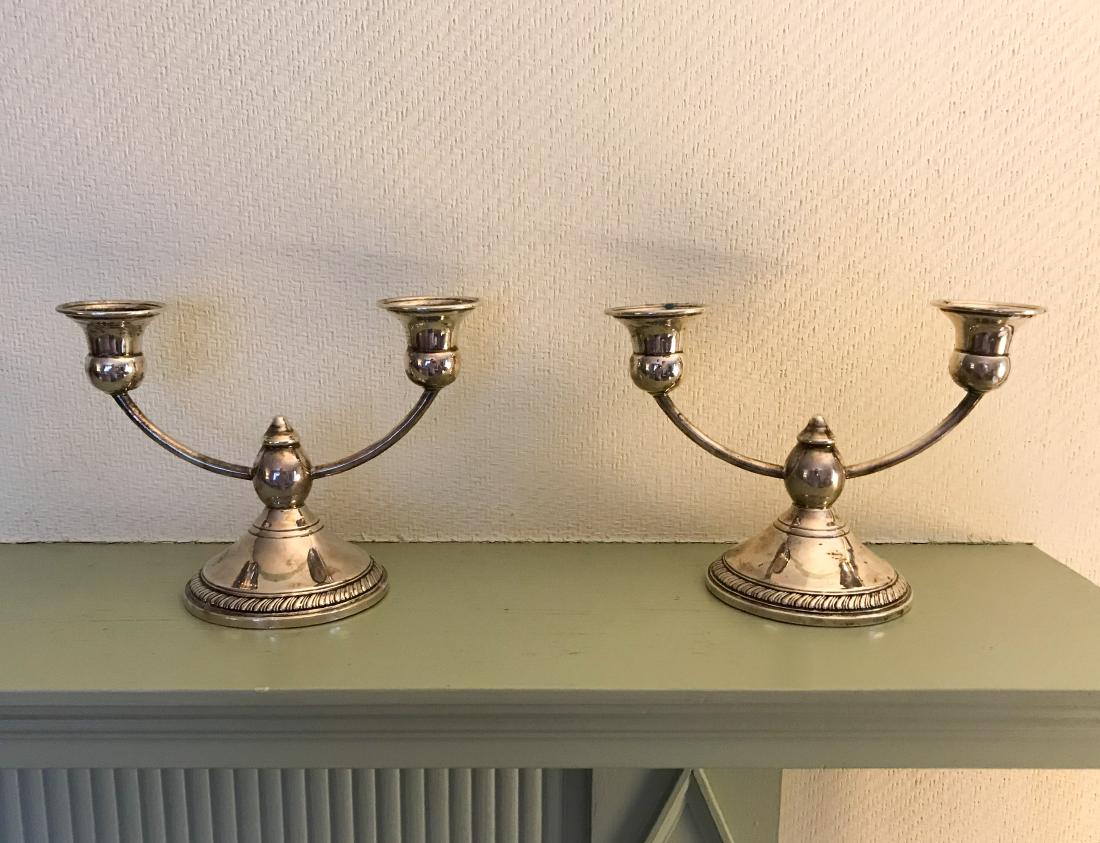 PAIR OF STERLING SILVER CANDLE HOLDERS (1 of 6)