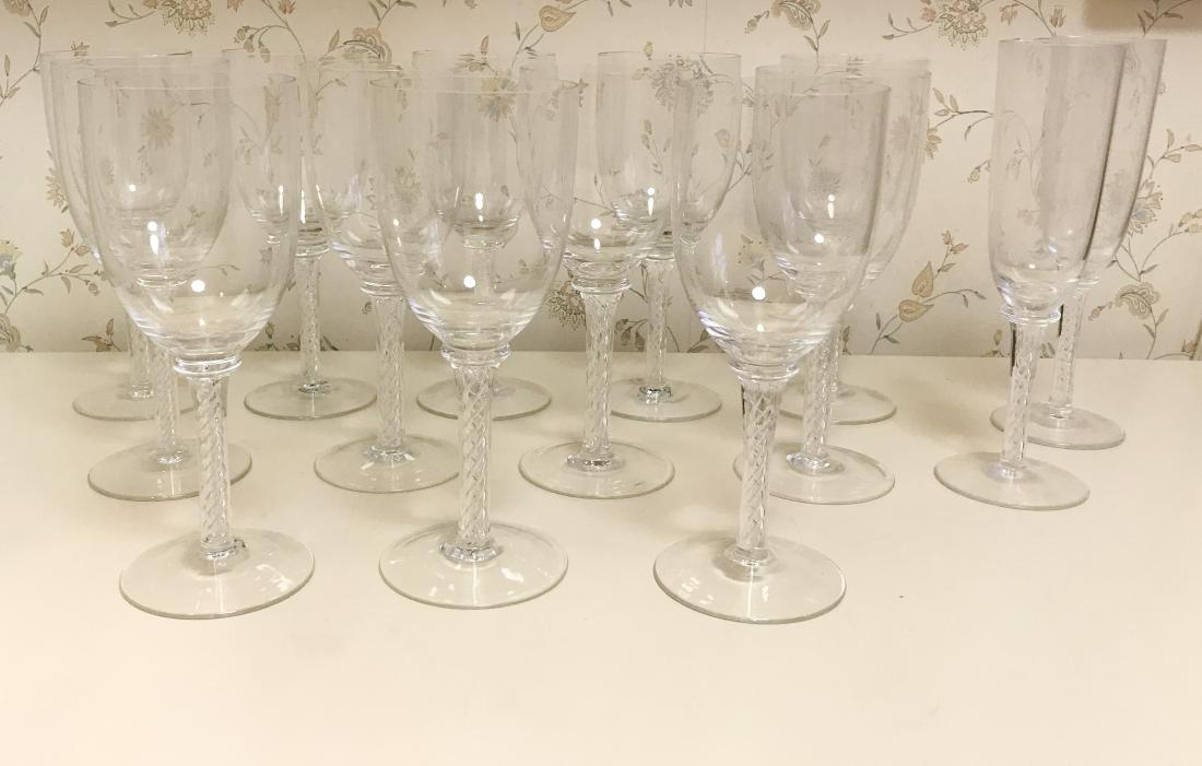WILLIAMS SONOMA HUNGARIAN STEMWARE GLASSES: (12) wine glasses and (2) champagne flutes. Dimensions: (Wine glass) H 8.25" x Dia. 3.25" Condition: No issues to note.