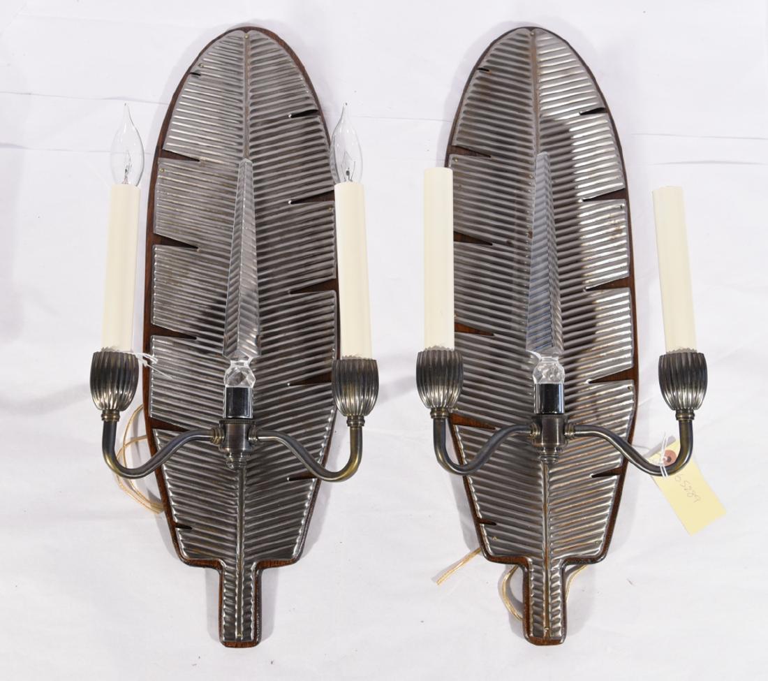 PAIR OF CUSTOM MODERN LEAF FORM SCONCES (1 of 7)