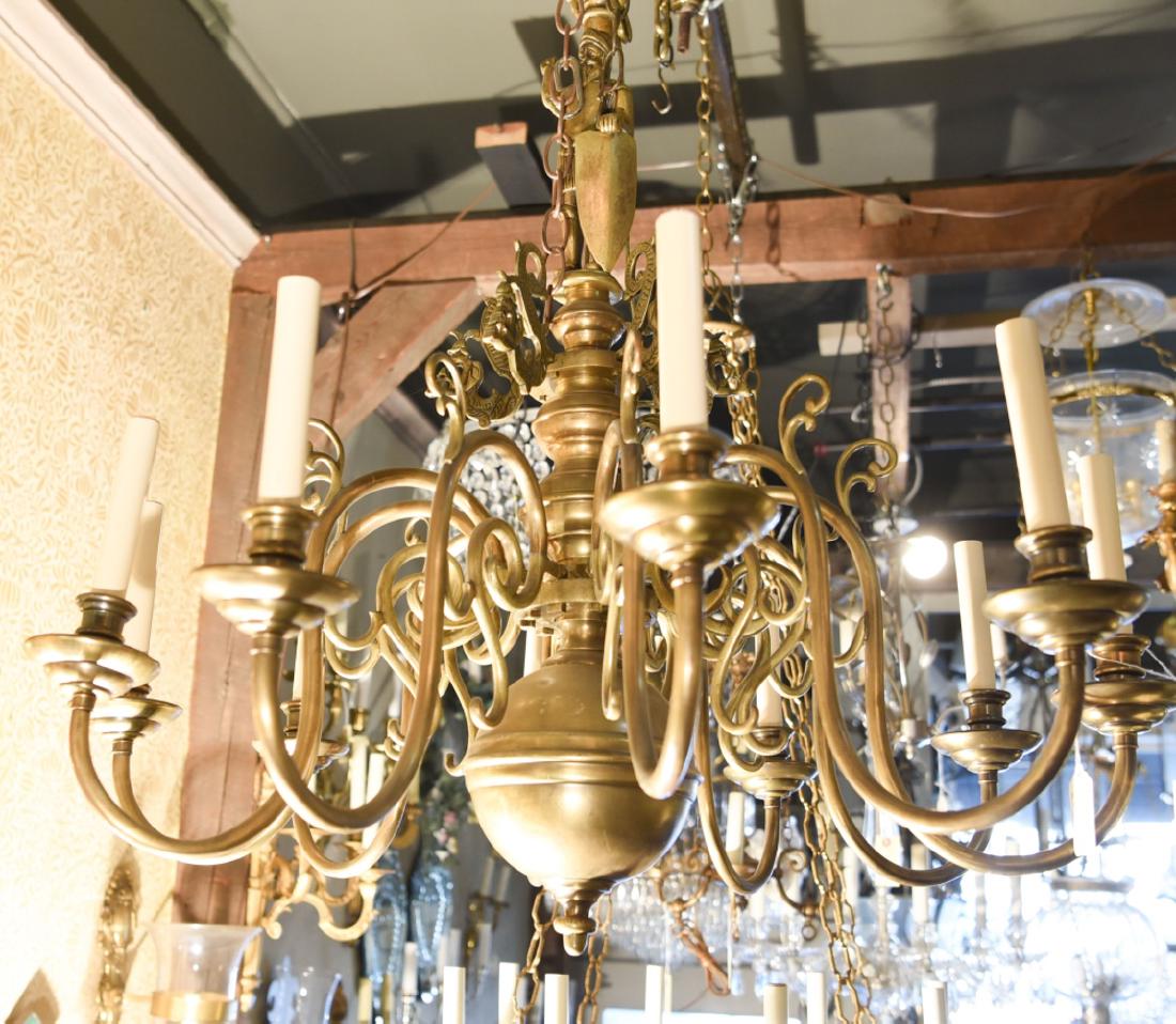 VINTAGE BRASS 16TH C. DUTCH STYLE CHANDELIER (1 of 8)