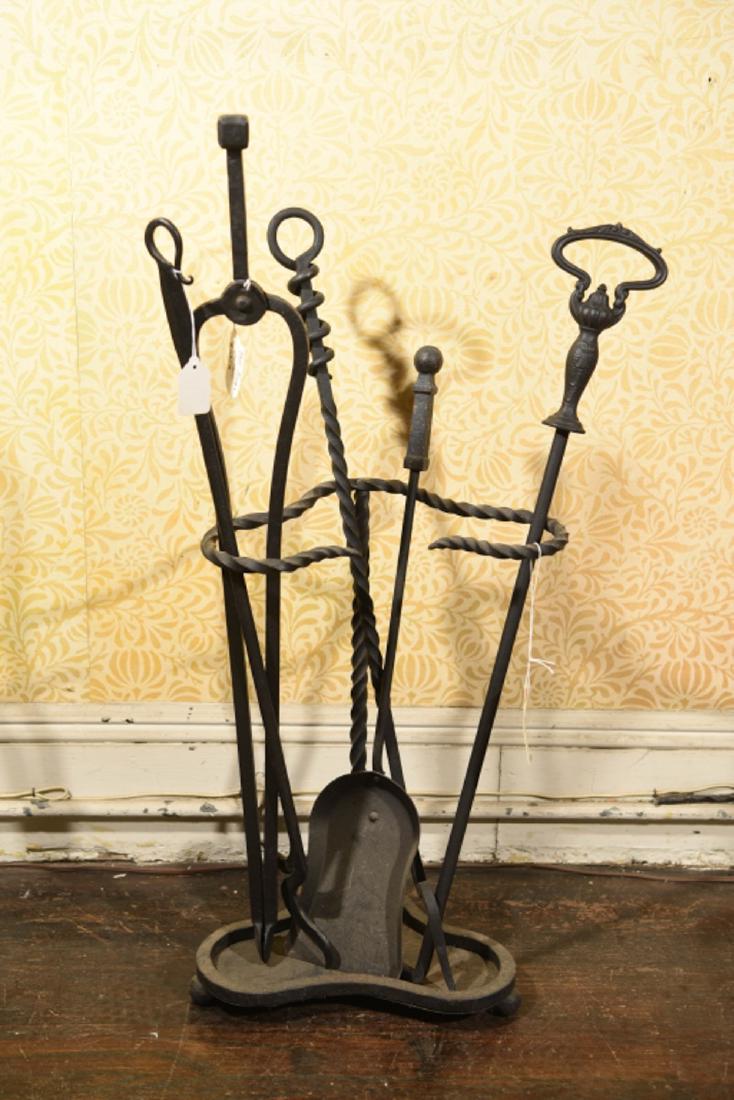 ARTS AND CRAFTS WROUGHT IRON FIRE TOOL SET (1 of 5)
