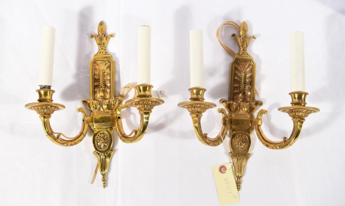 VINTAGE BRASS TWO LIGHT SCONCES (1 of 6)