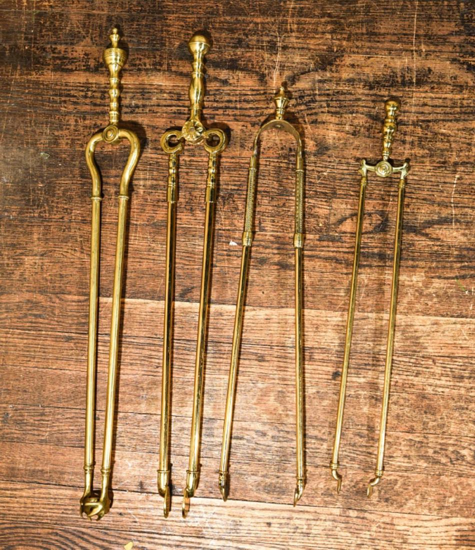 (4) ANTIQUE BRASS FIRE TOOLS (1 of 7)