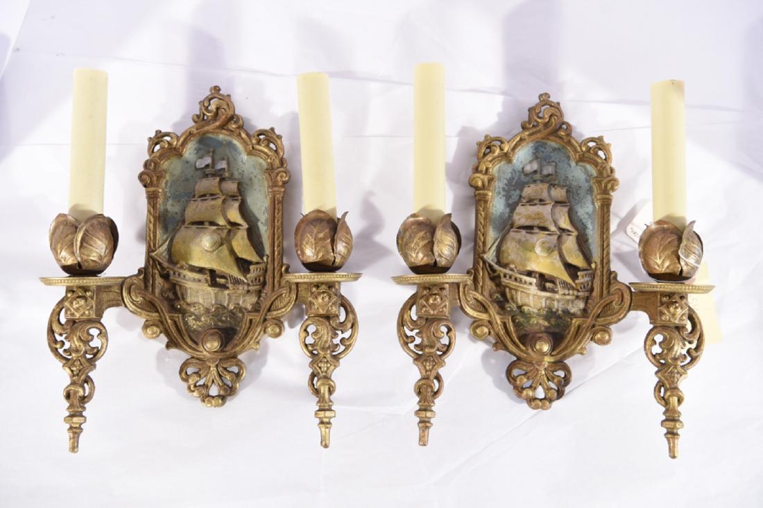 PAIR OF ART DECO TALL SHIP SCONCES (1 of 5)