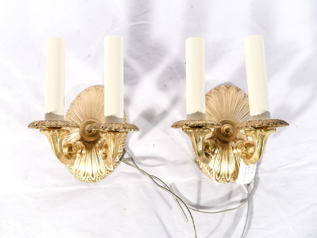 PAIR OF VINTAGE BRASS WALL SCONCES (1 of 8)