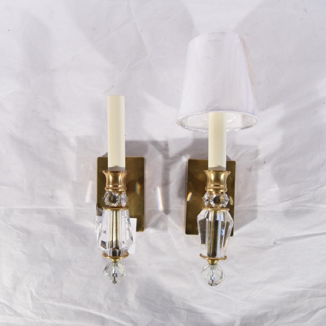 PAIR OF CONTEMPORARY CRYSTAL & BRASS WALL SCONCES (1 of 8)