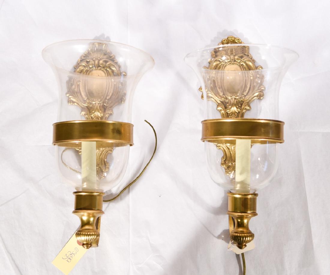 PAIR OF VINTAGE SINGLE LIGHT HURRICANE SCONCES (1 of 7)