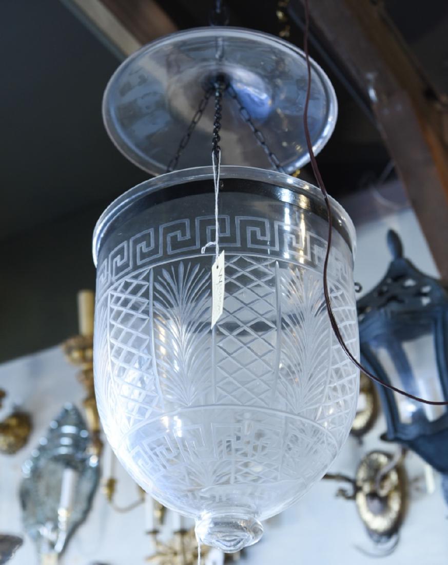 CUT GLASS HANGING BELL JAR LIGHT FIXTURE (1 of 5)