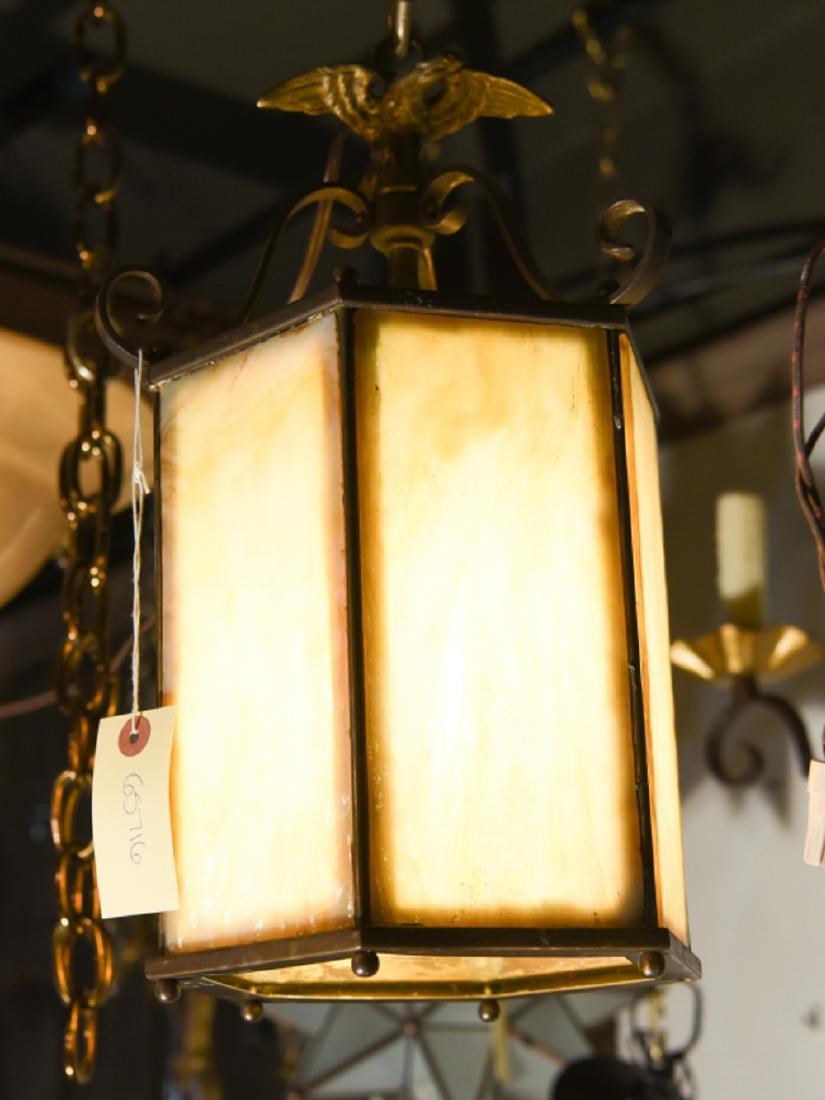 VINTAGE SLAG GLASS HANGING LAMP (1 of 6)