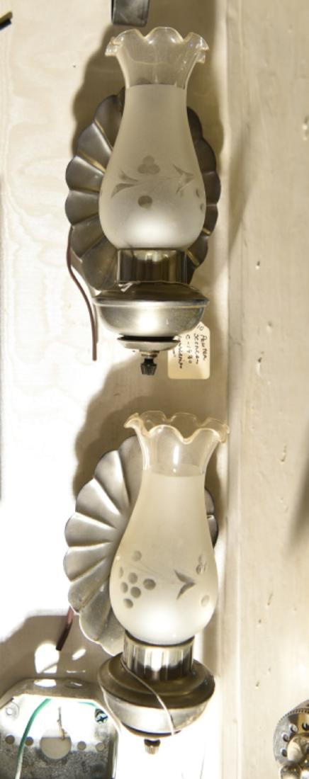 PAIR OF VINTAGE HURRICANE SHADE WALL SCONCES (1 of 4)