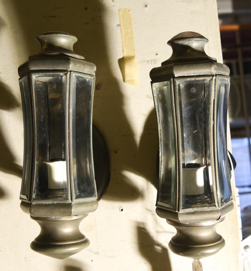 PAIR OF CUSTOM PEWTER FINISHED WALL SCONCES (1 of 7)